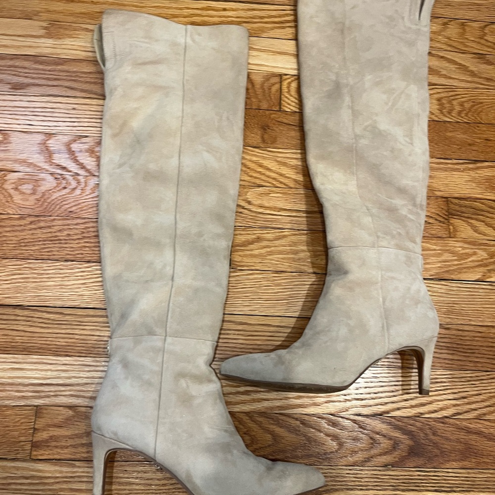 Sam Edelman URUSLA Over-the-Knee Boots – Warm Oat Suede – Size 8